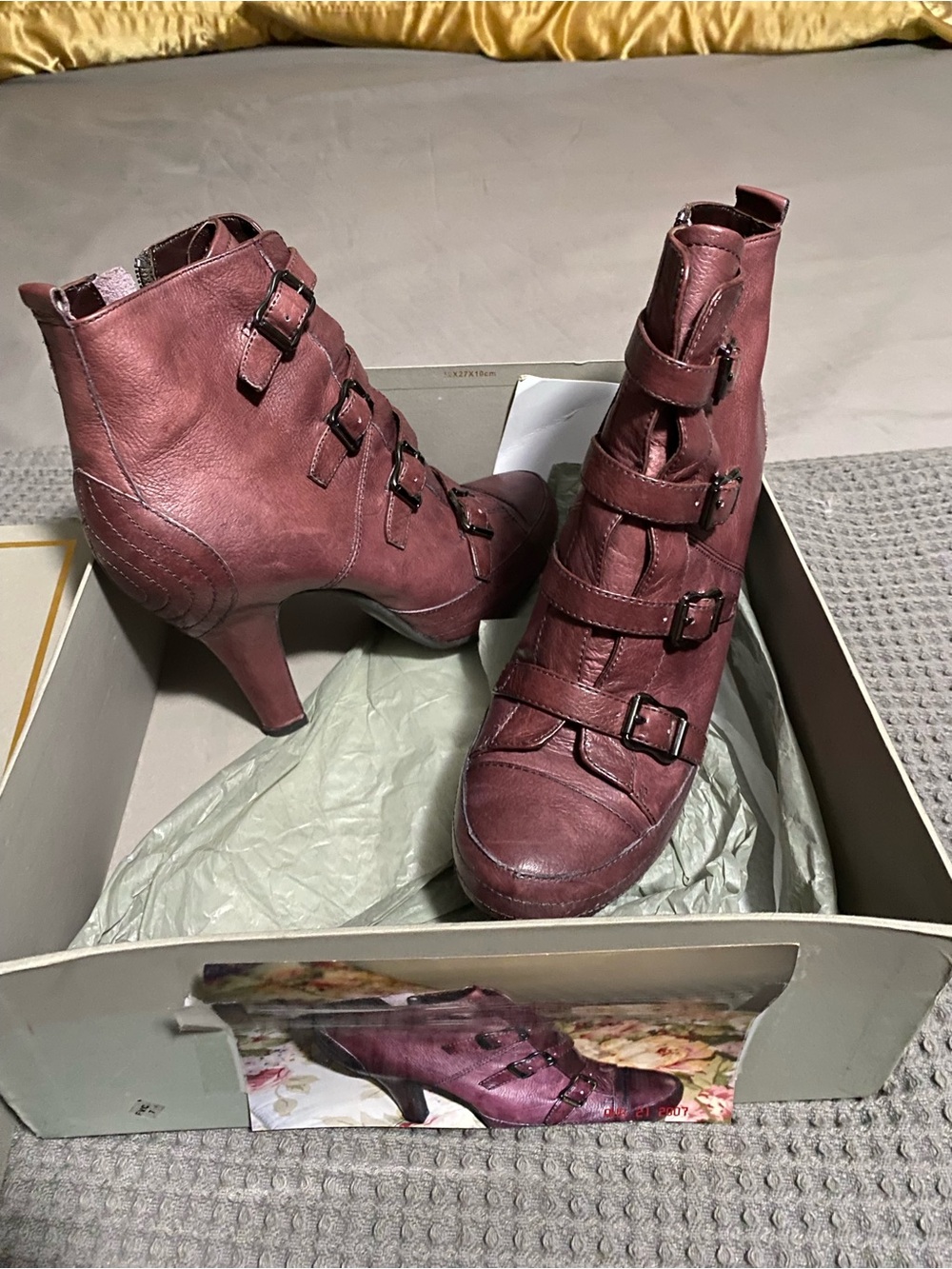 Vintage Ash eggplant  Multi-Buckle Ankle Booties